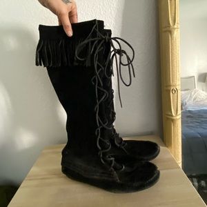 All leather tall mocks